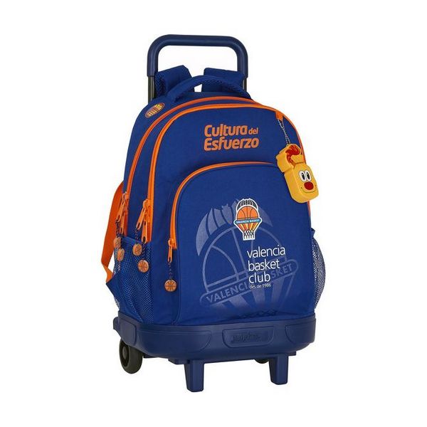 Schoolrugzak met Wielen Compact Valencia Basket Blauw Oranje