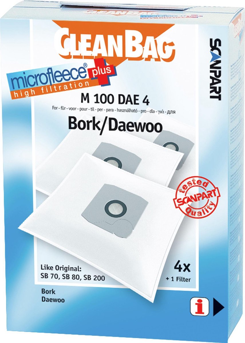 CleanBag Microfleece+ M100DAE4 - 4stuks